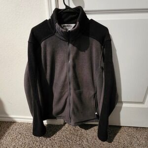 Columbia Womens Fleece Jacket Full Zip Gray Black Size L